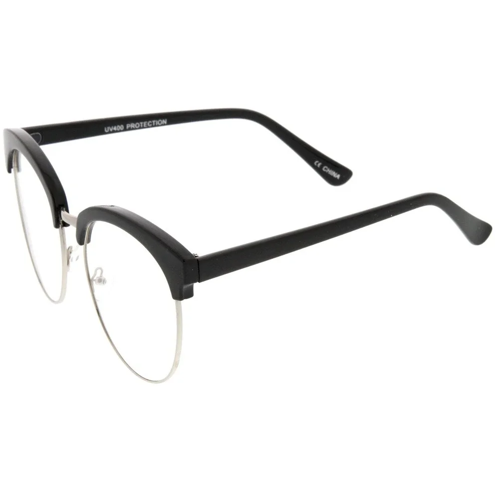 Retro Round Half Frame‎ Glasses UV400 Protection Trendy Eyeglasses